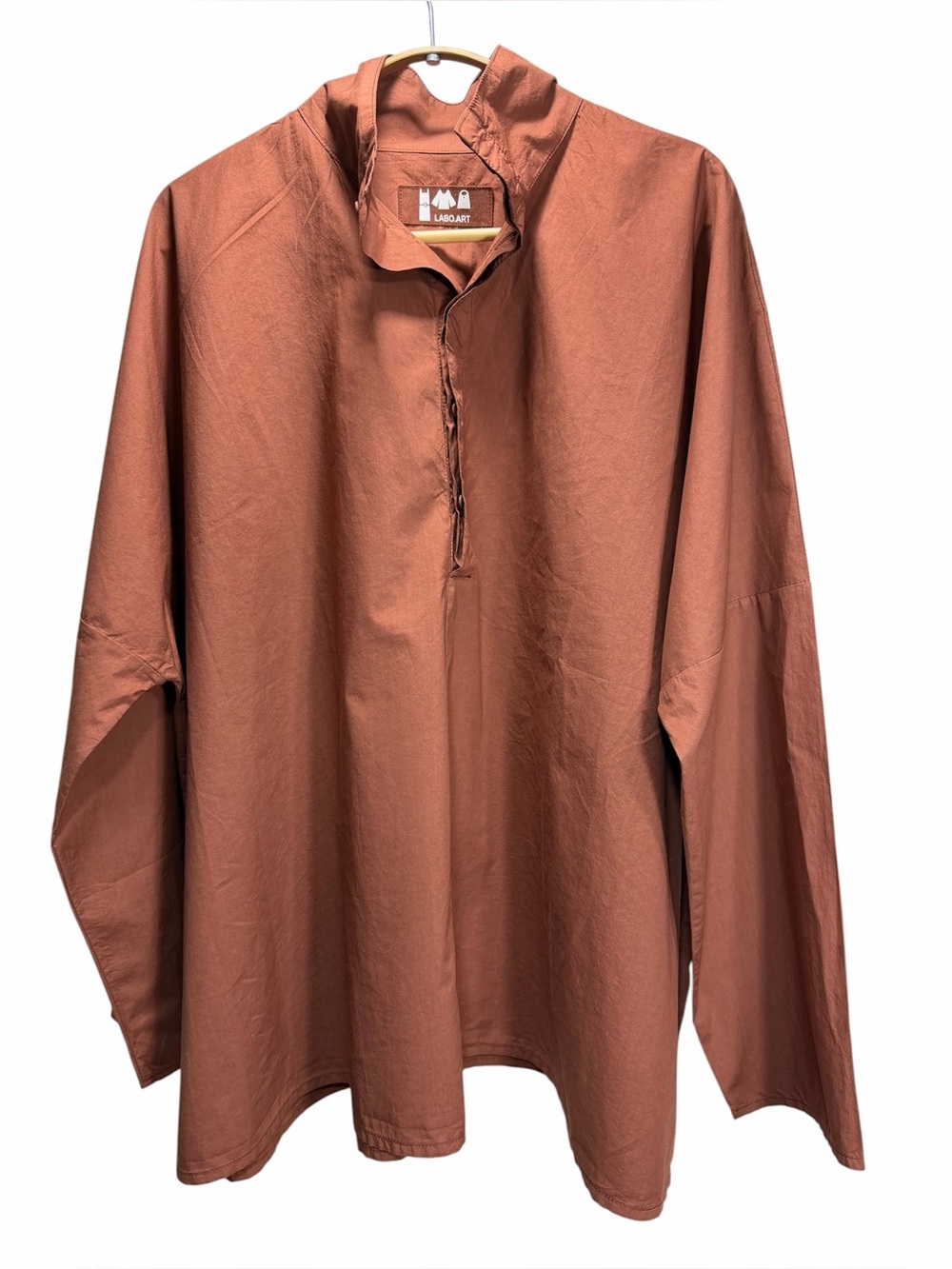 LABO ART Rust/Terracotta Henley Shirt Made in Italy